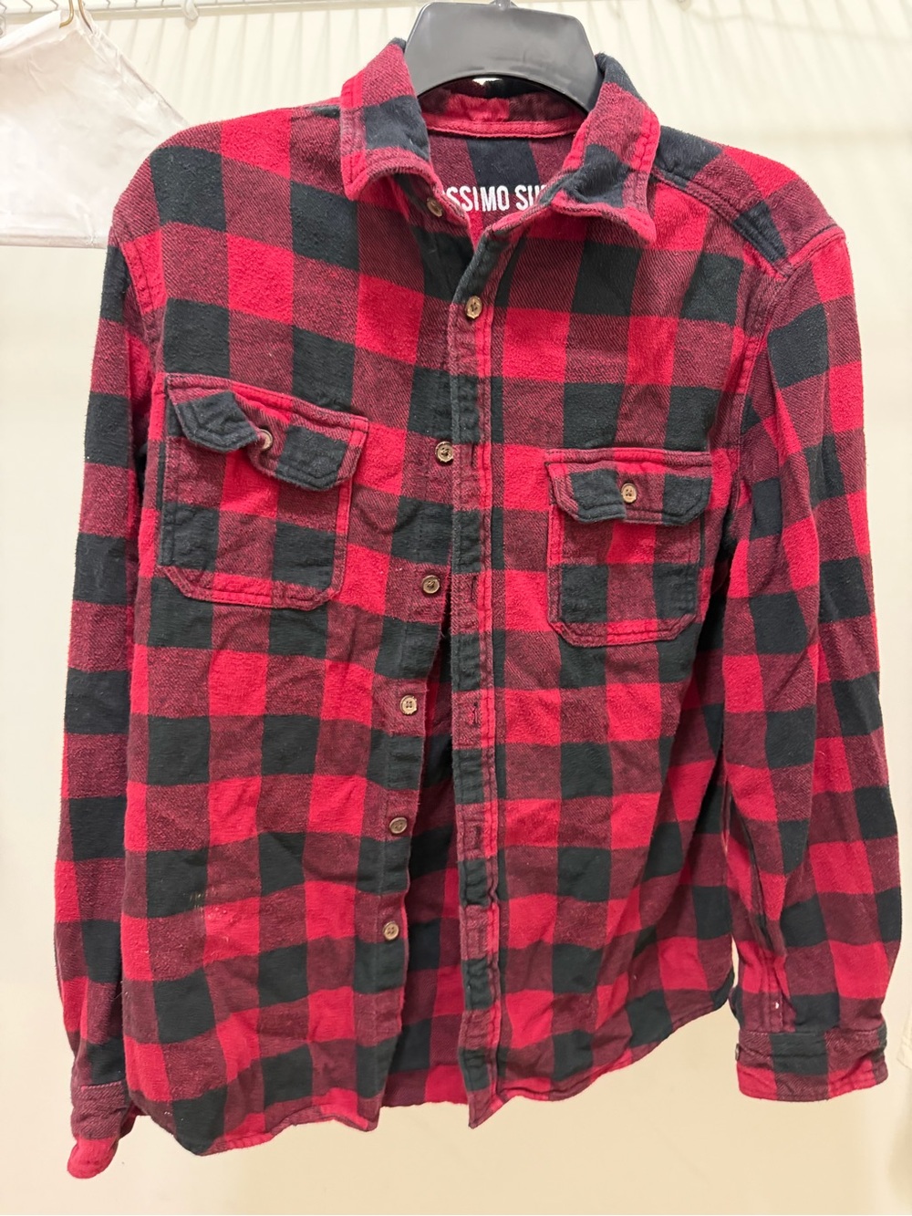 Mossimo Supply Co. Red & Black Buffalo Plaid Button-Down Shirt